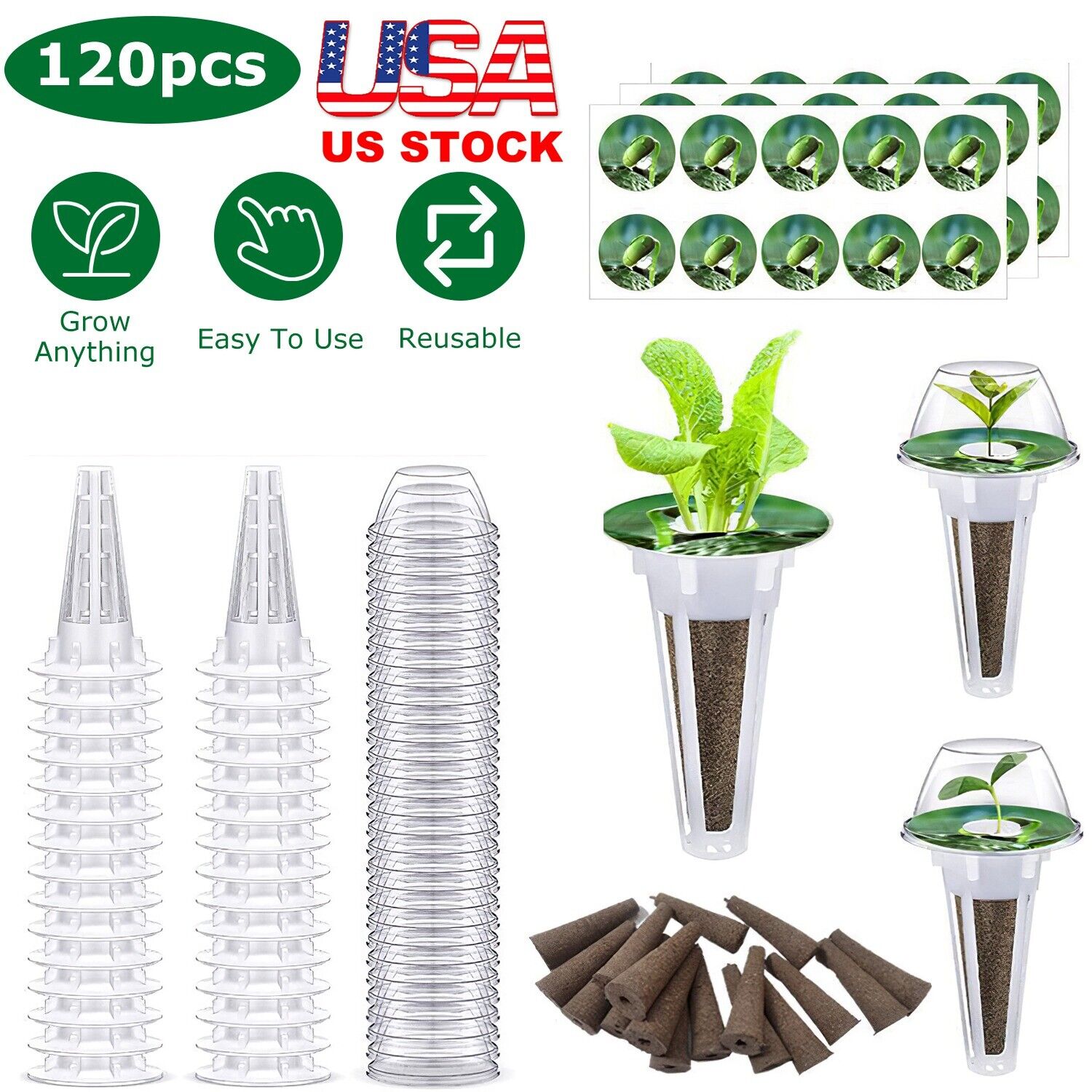 120Pcs Seed Pod Kit Hydroponic Garden Growing Containers Grow Anything Reusable
