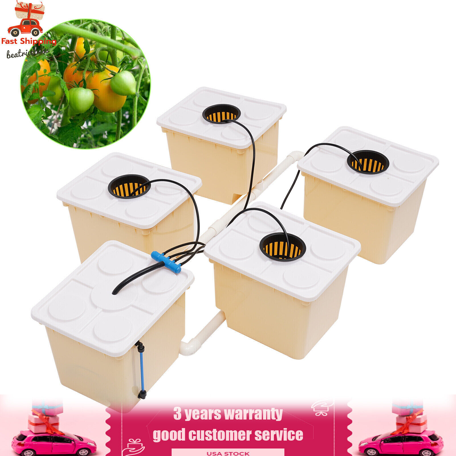 Hydroponic Deep Water Culture (DWC) & Buckets Drip Ring Grow System Kit Pp & Uv