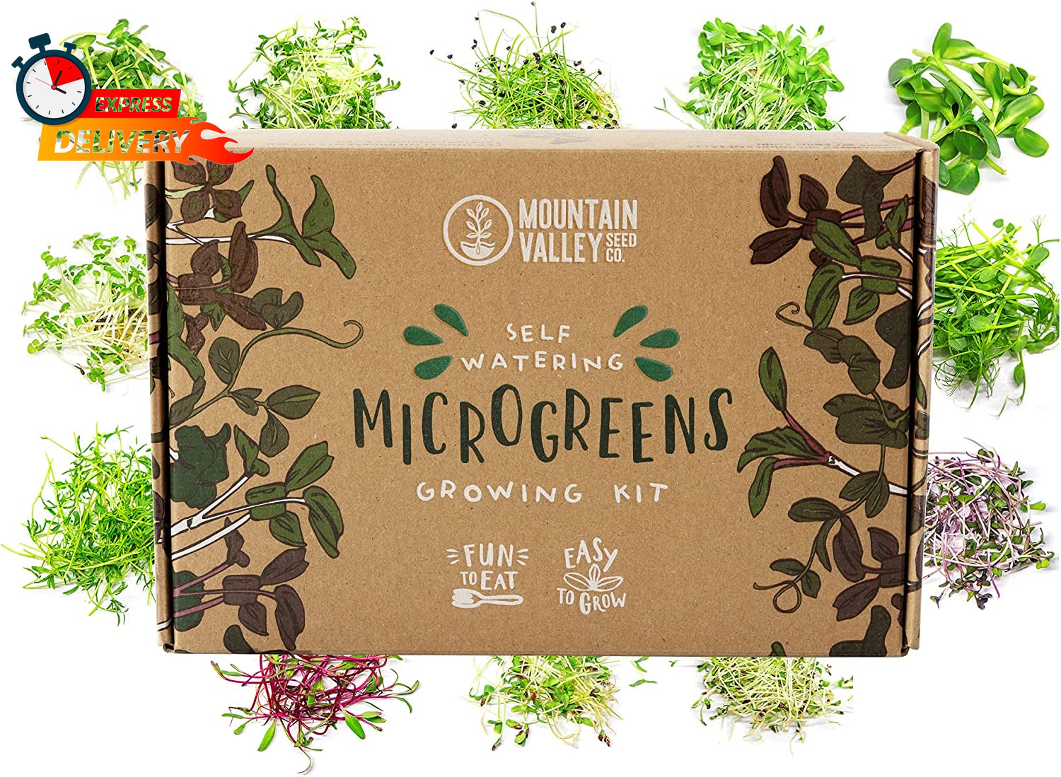 Self Watering Indoor Microgreens Kit - Complete Soil Microgreens Growing Kit for