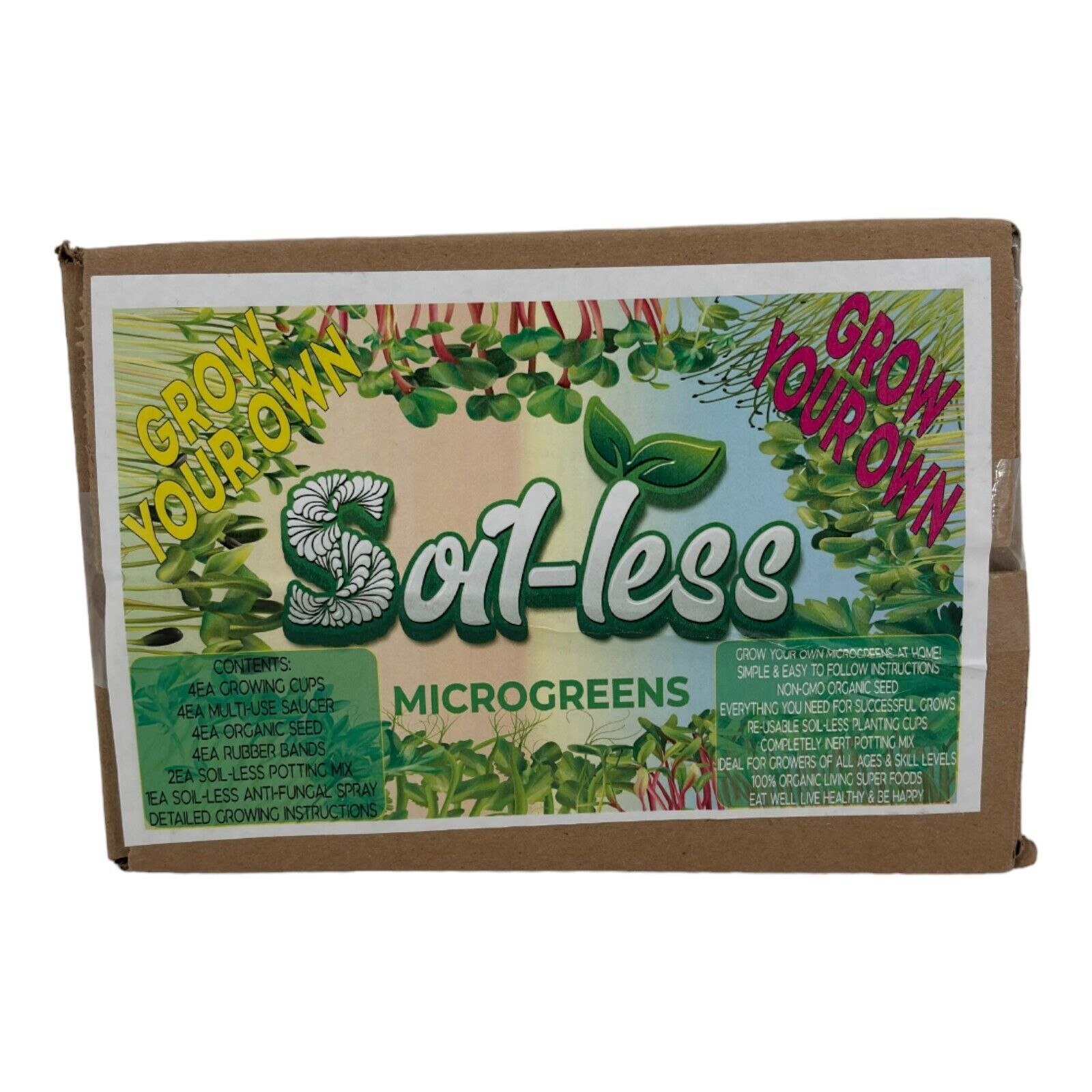 Soil-less Microgreens At Home Growing Kit Grow Your Own Greens Brand New Sealed