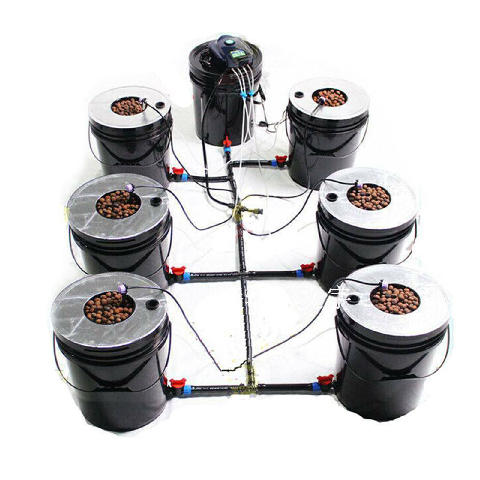 DWC 5 Gallon 6 Buckets Hydroponics Growing System Recirculating Growing Kit