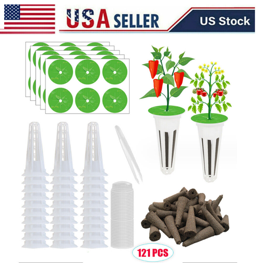 121 PCS Hydroponic Growing Kit Basket Pods Grow Replacement Growing Plant White