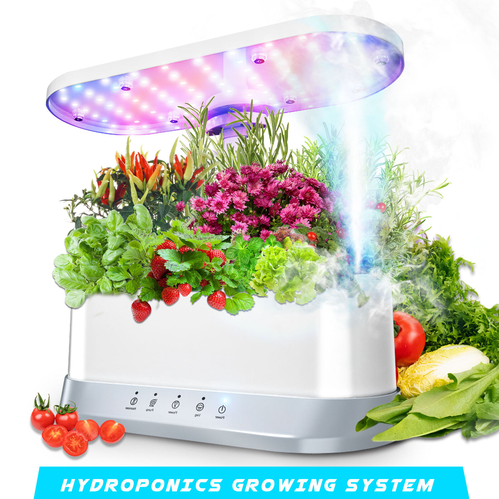 11 Pods Indoor Hydroponics Growing System with LED Grow Light Mist Humidifier