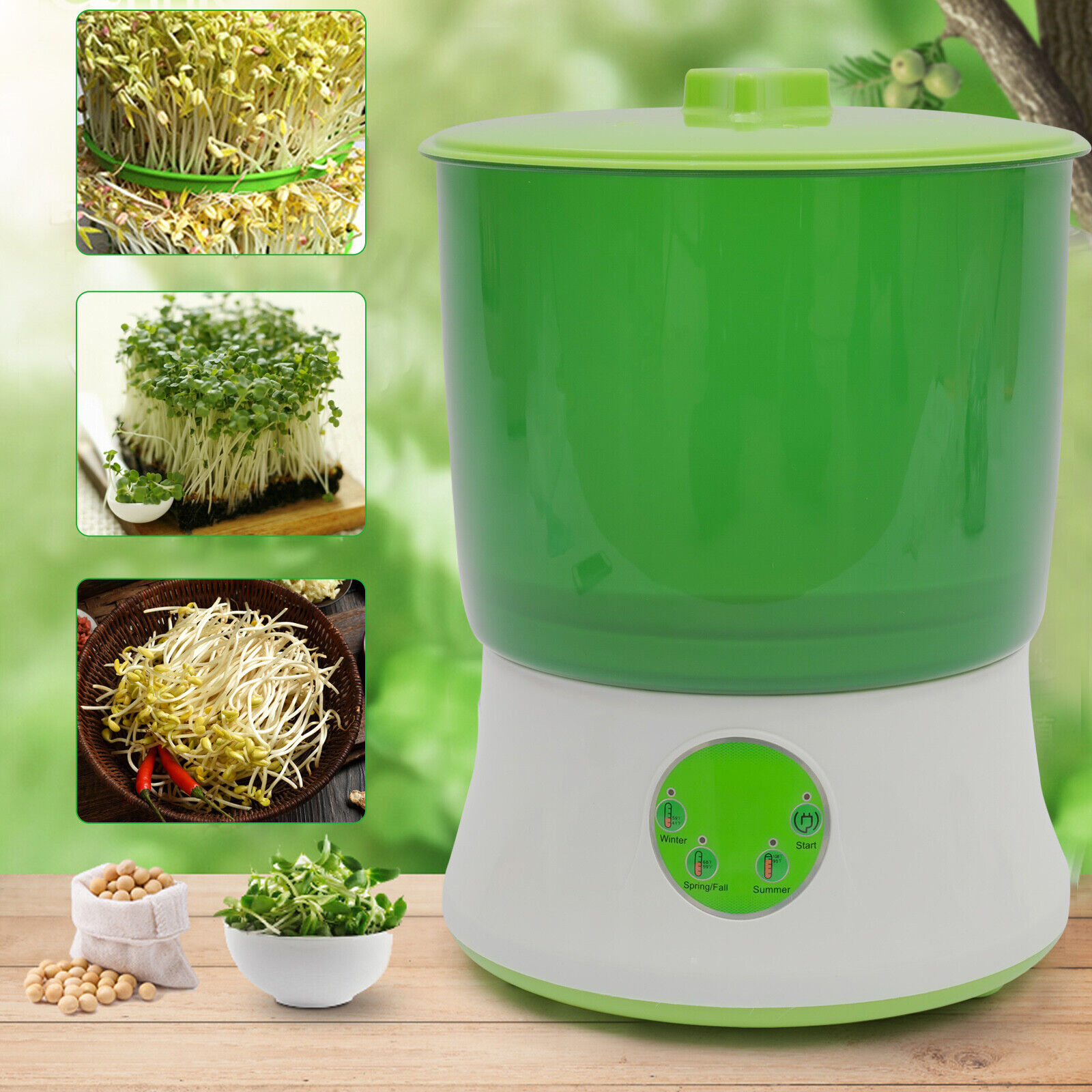 Automatic Bean Sprouts Machine Thermostat Seeds Growing Dual-Layer Bean Sprouter