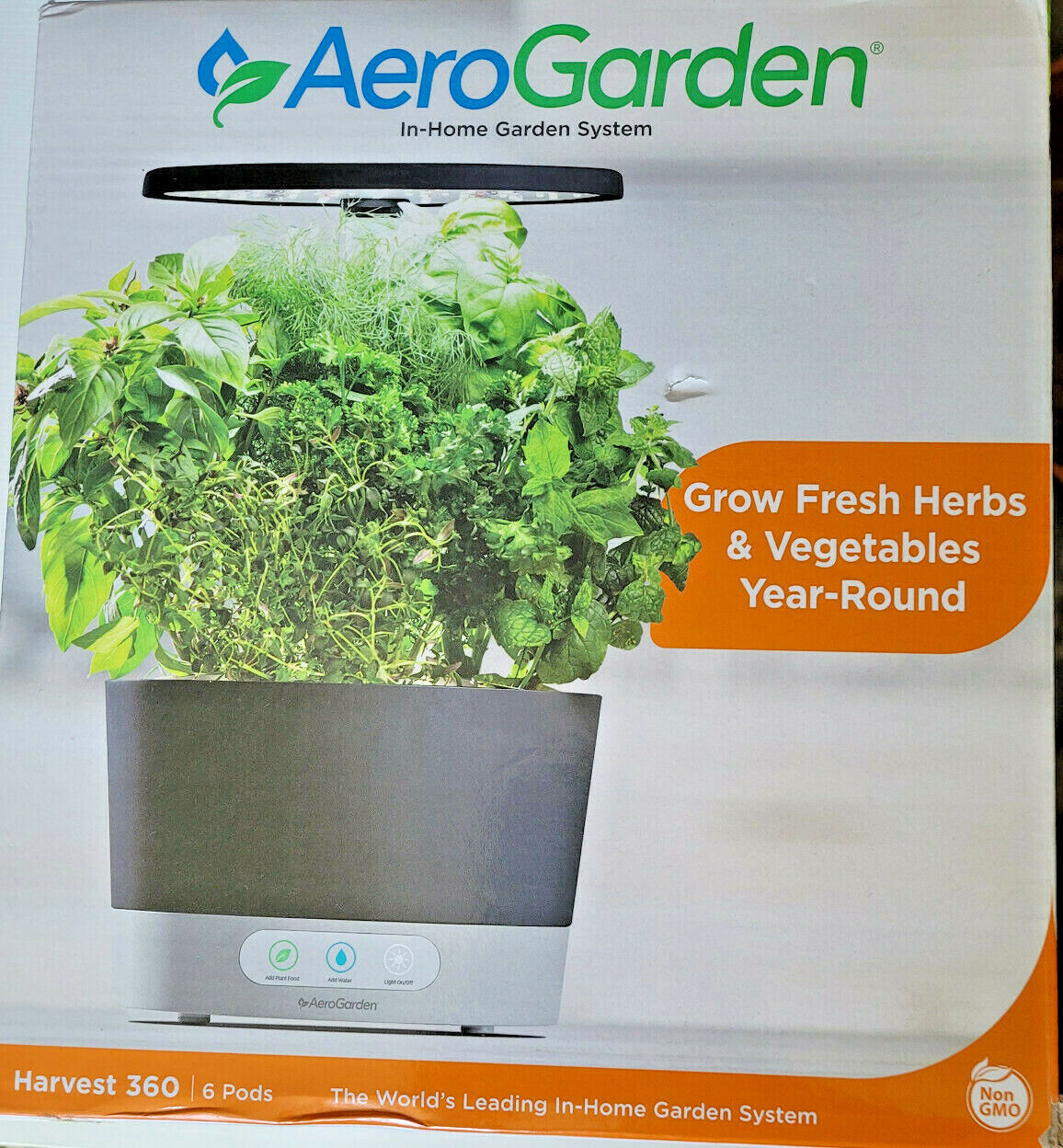 AeroGarden In-Home Garden System Harvest 360 Indoor Hydroponic 6 Seed Pods Black