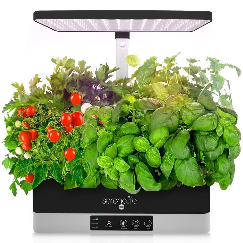 Serenelife Smart Indoor Garden-Indoor Herb Garden w/ LED Grow Lights Panel-Black