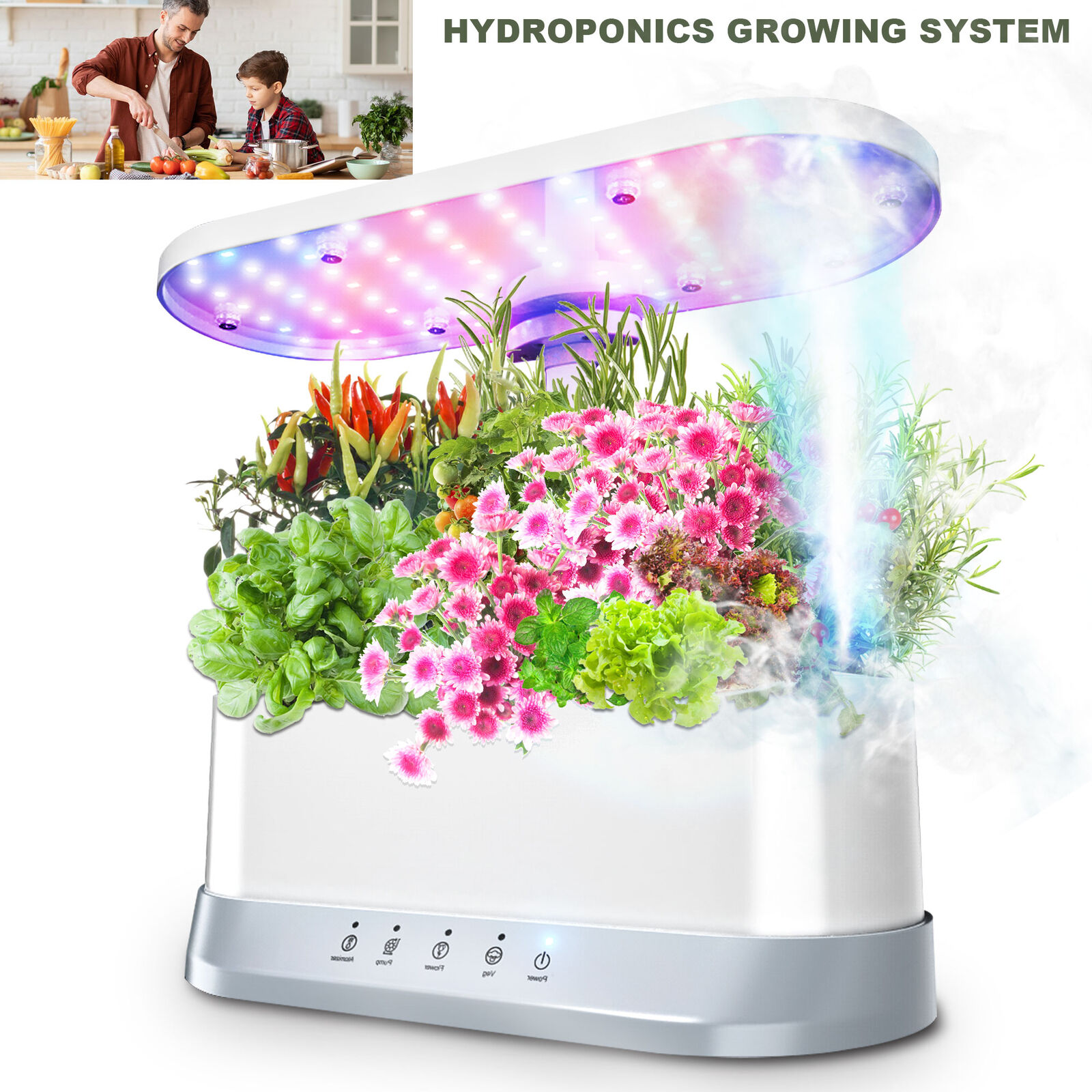 11 Pods Hydroponics Growing System Timer with LED Grow Light Indoor Herb Garden
