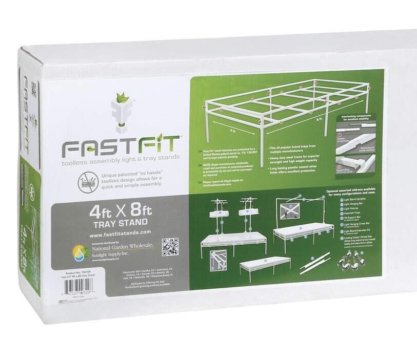 Fast Fit Tray Stand 4’x8’ Toolless Assembly for Hydroponics , White