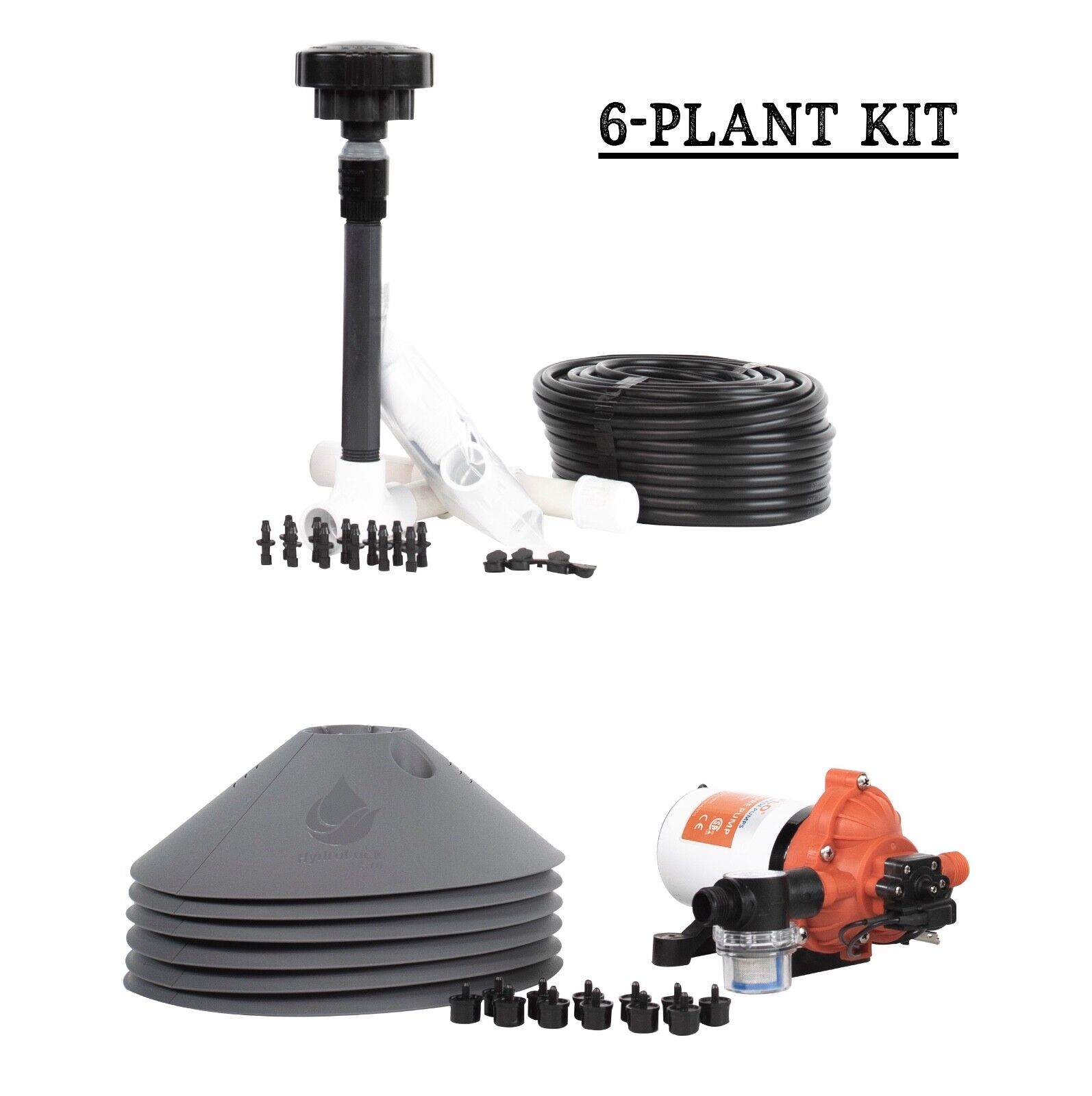 6 Plant Home Grow Kit - Hydroponics Starter Kit Drip Irrigation, Tubing, Pump