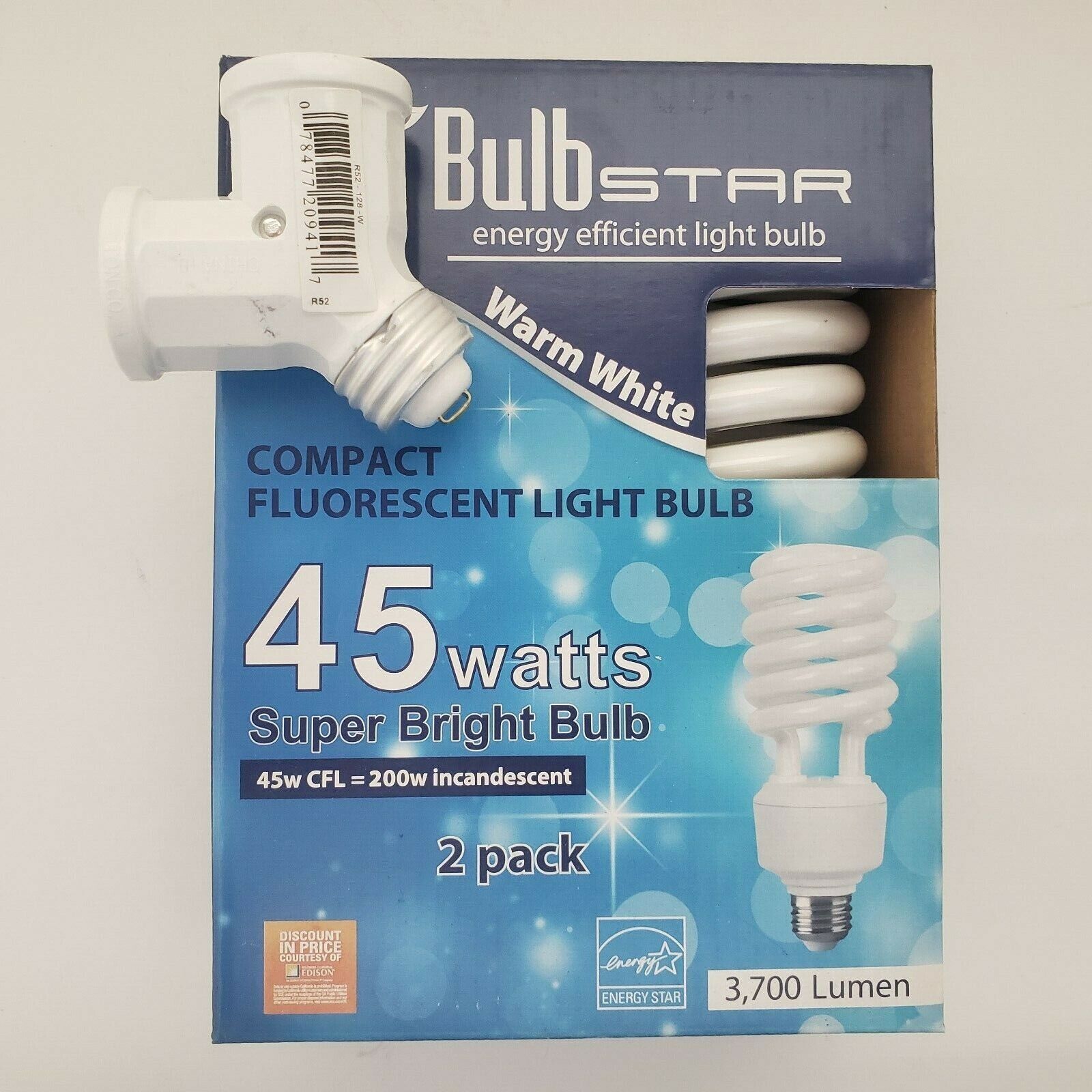 Grow Light Kit - Two (2) 45 Watt CFL Bulbs and One (1) Y Splitter 