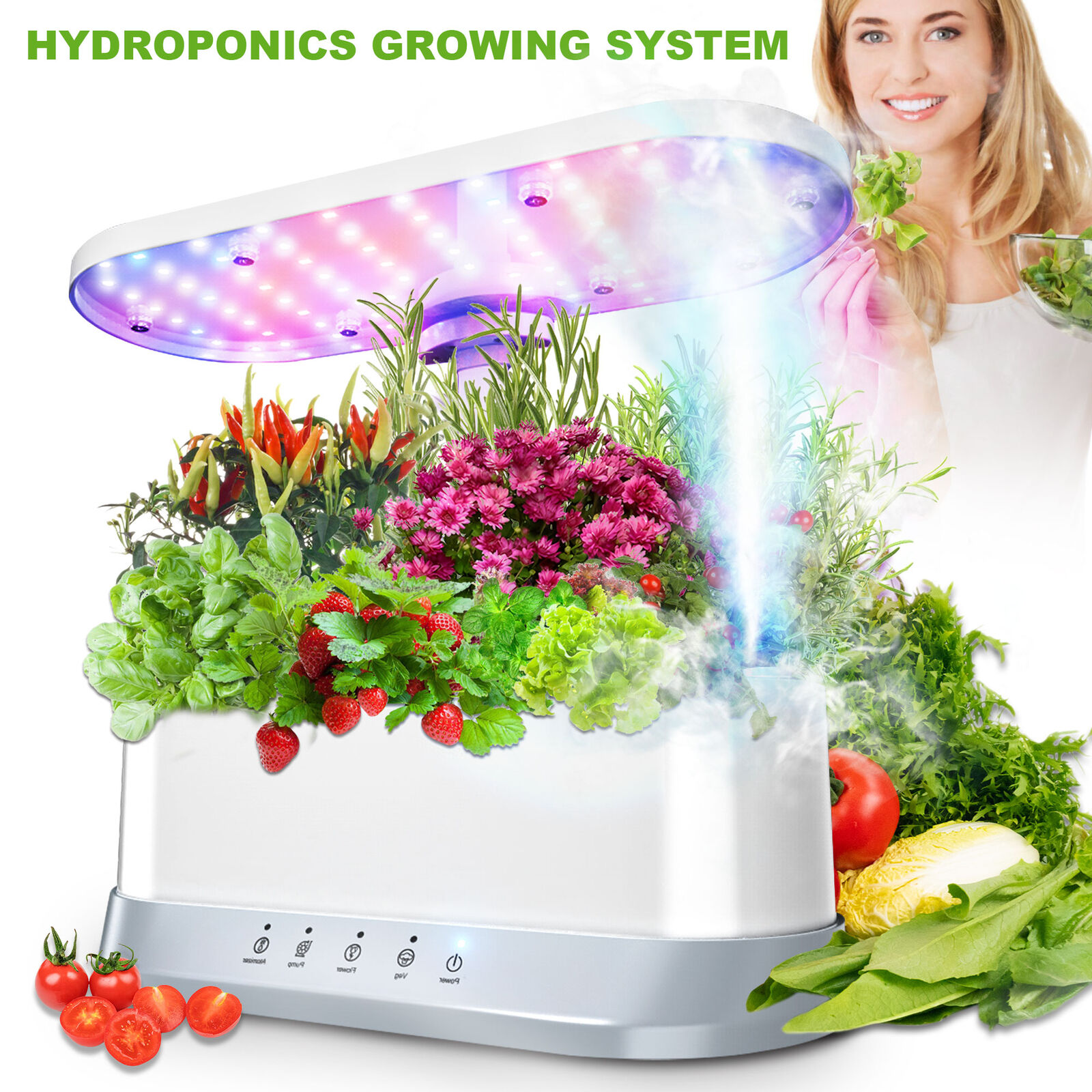 Hydroponics Growing System with LED Grow Light, Indoor Herb Garden 11 Pods