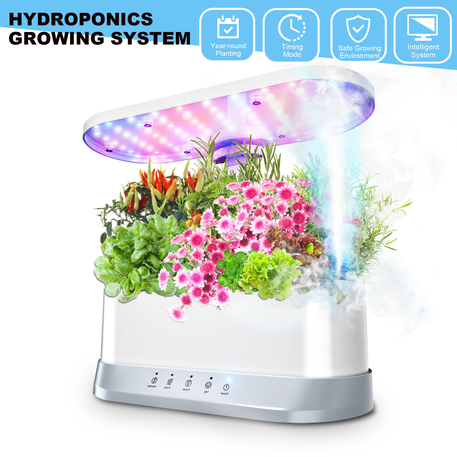 Hydroponics Growing System 11 Pods Indoor Herb Garden with Grow Light