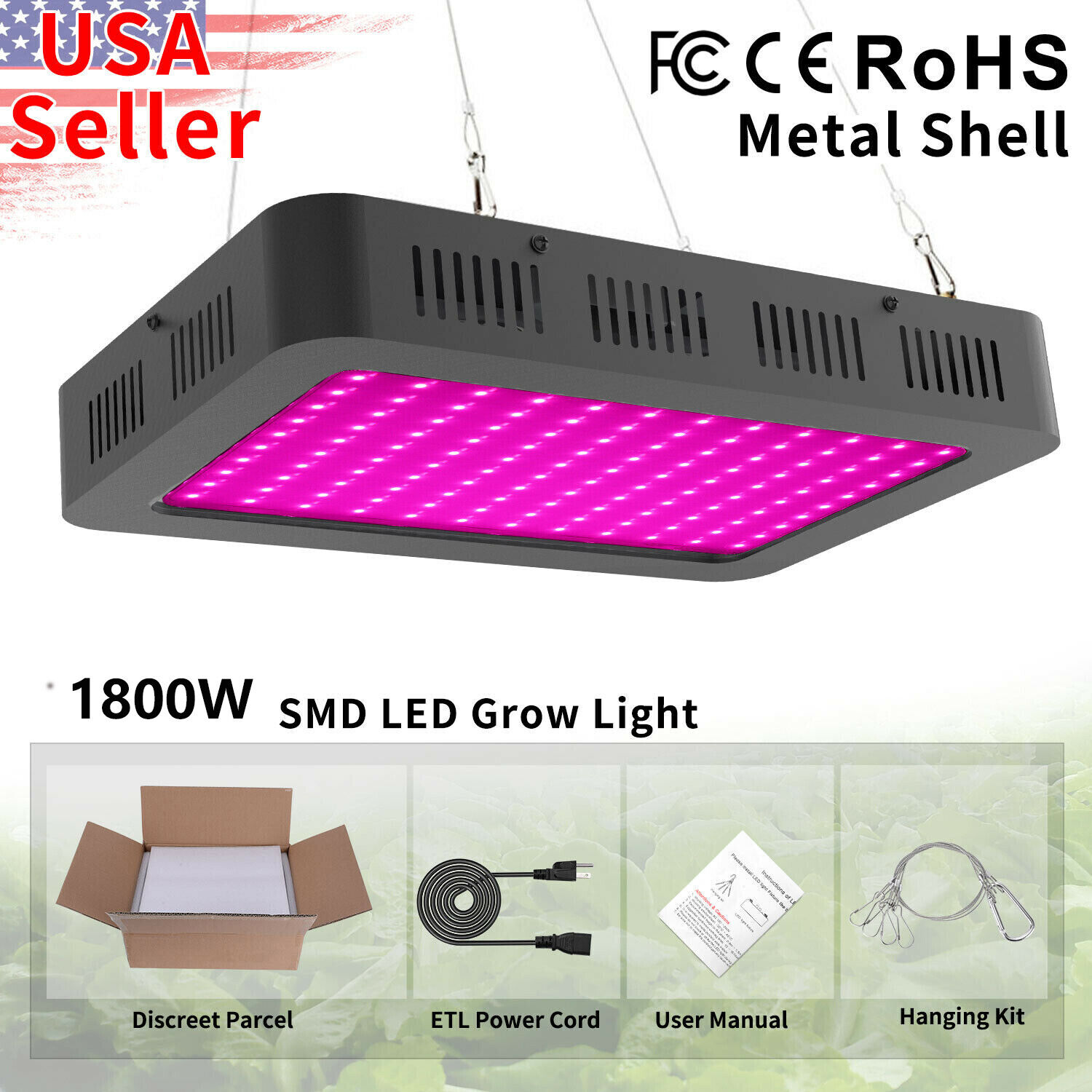 1800W LED Grow Lights for Hydroponic Indoor Plants Veg Flower Replace HPS HID