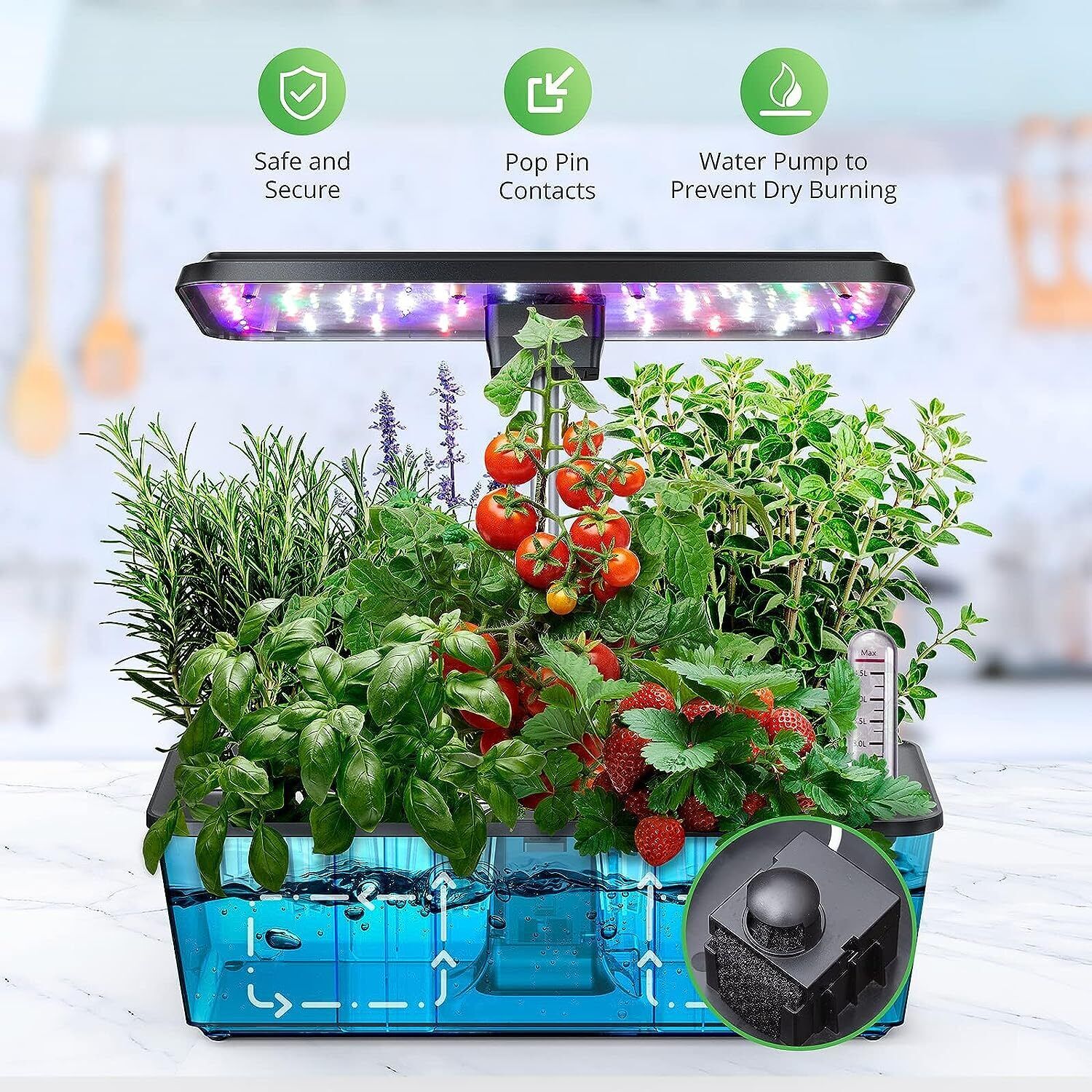 Hydroponic Growing System 12 Pods Indoor Herb Garden Kit w/Timer & Full Spectrum