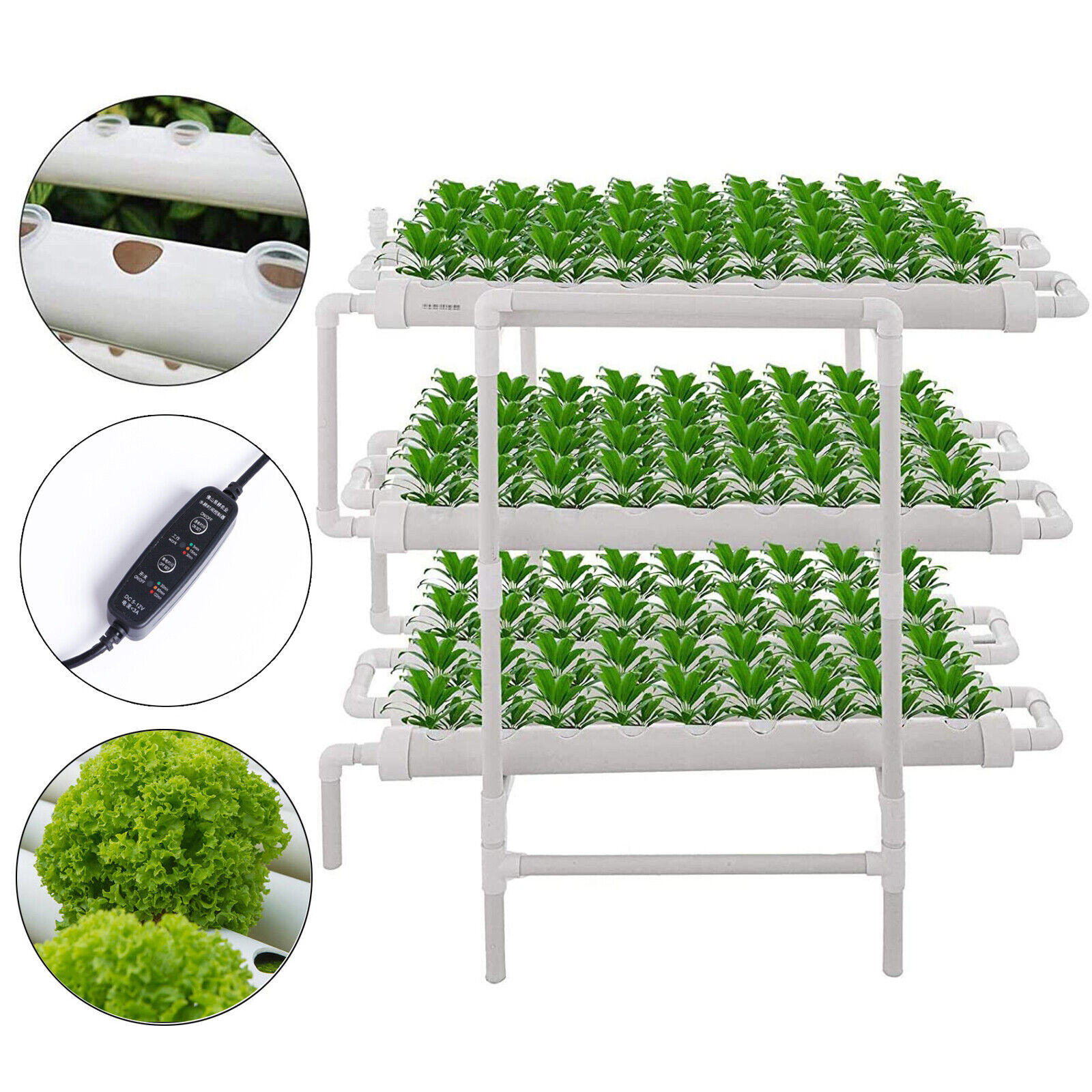 Hydroponic Grow Kit 3 Layer 108 Plant Sites 12 Pipes With Timer Garden Vegetable