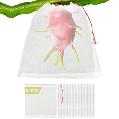 Enpoint Fruit Bags Mesh 50pcs 10x10 Inch Fruit Cover Bags with Drawstring Gar...