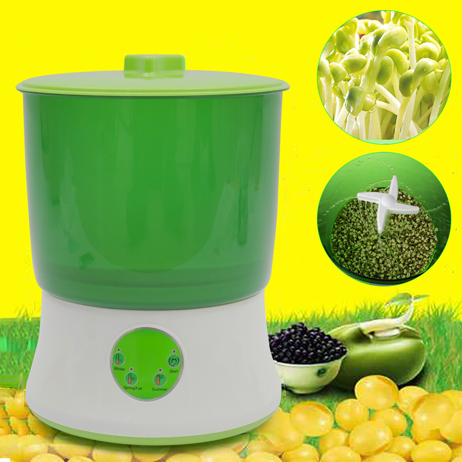 Automatic Bean Sprouts Machine Thermostat 2 Layer Bean Sprouter Seed Sprout Make