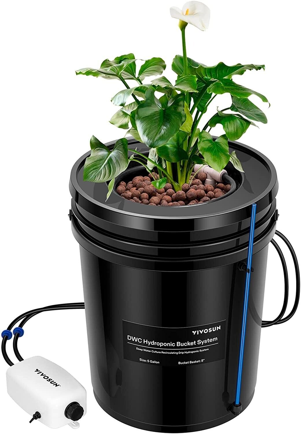 VIVOSUN 1 Bucket  5 Gal DWC Hydroponics Grow System w/ Top Drip Kit