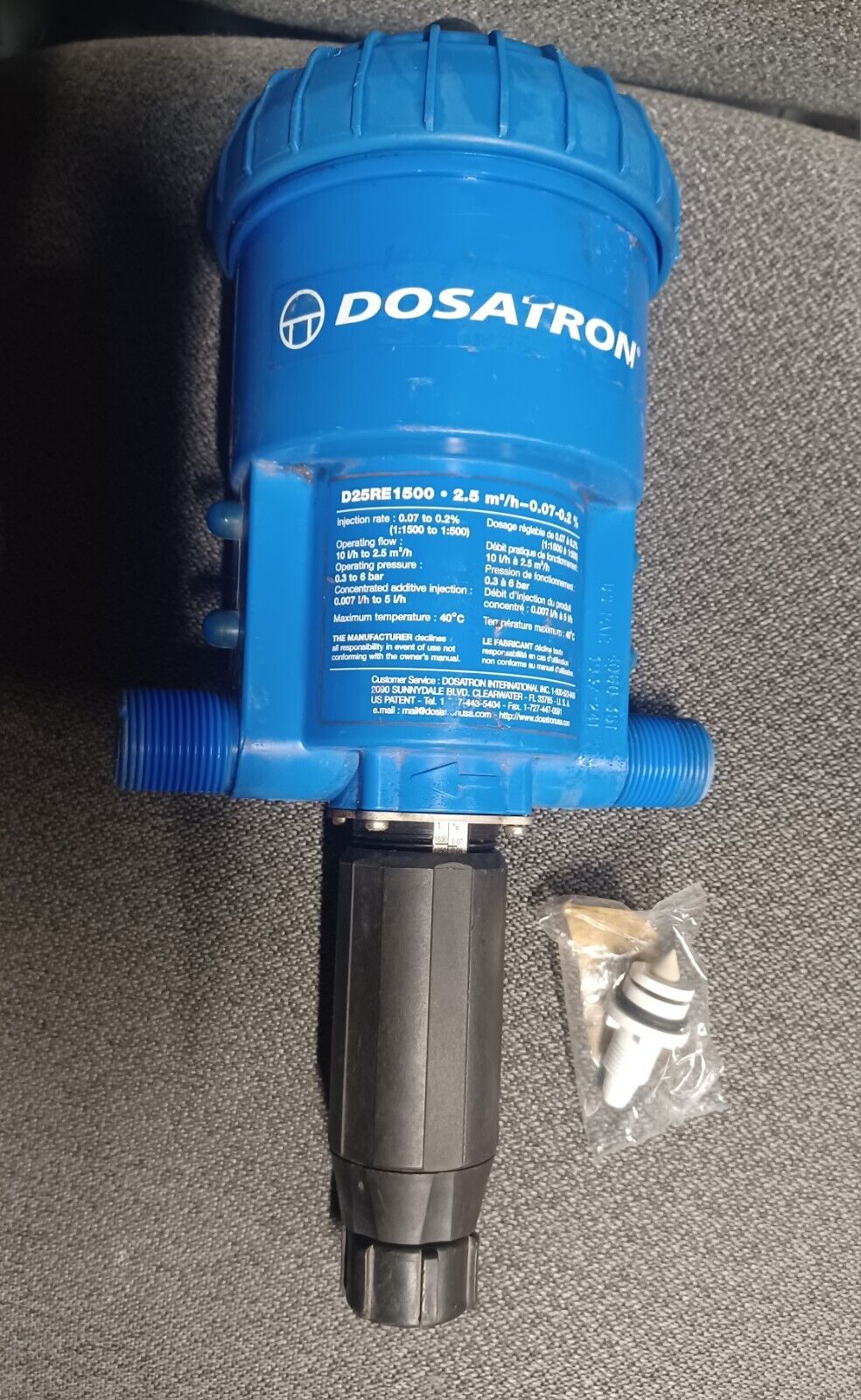 DOSATRON D25RE1500 Water Powered DOSER 11GPM 1:1500-1:500 With Bracket
