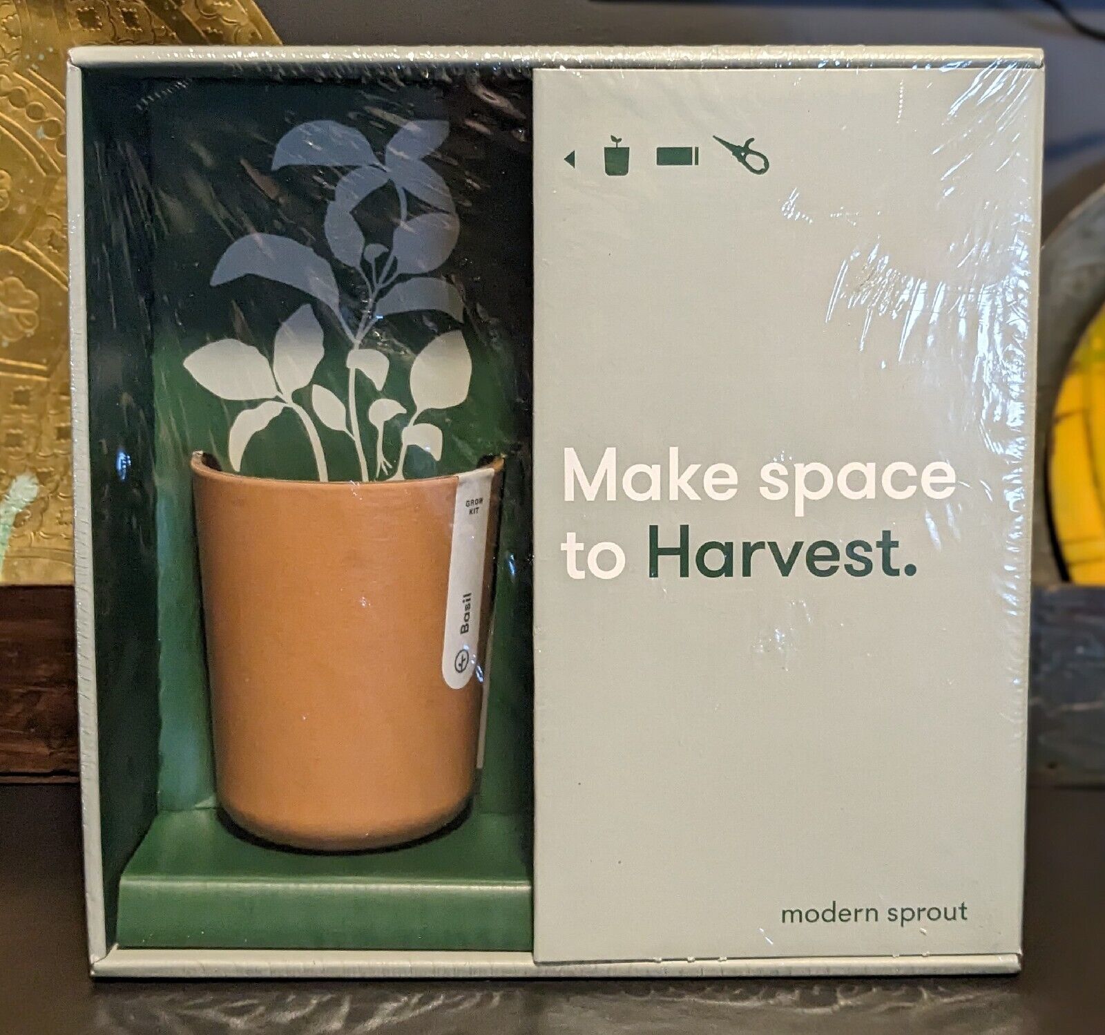 Modern Sprout Gift Box Collection Harvest - Basil Grow Kit + Shears + Towel NIB