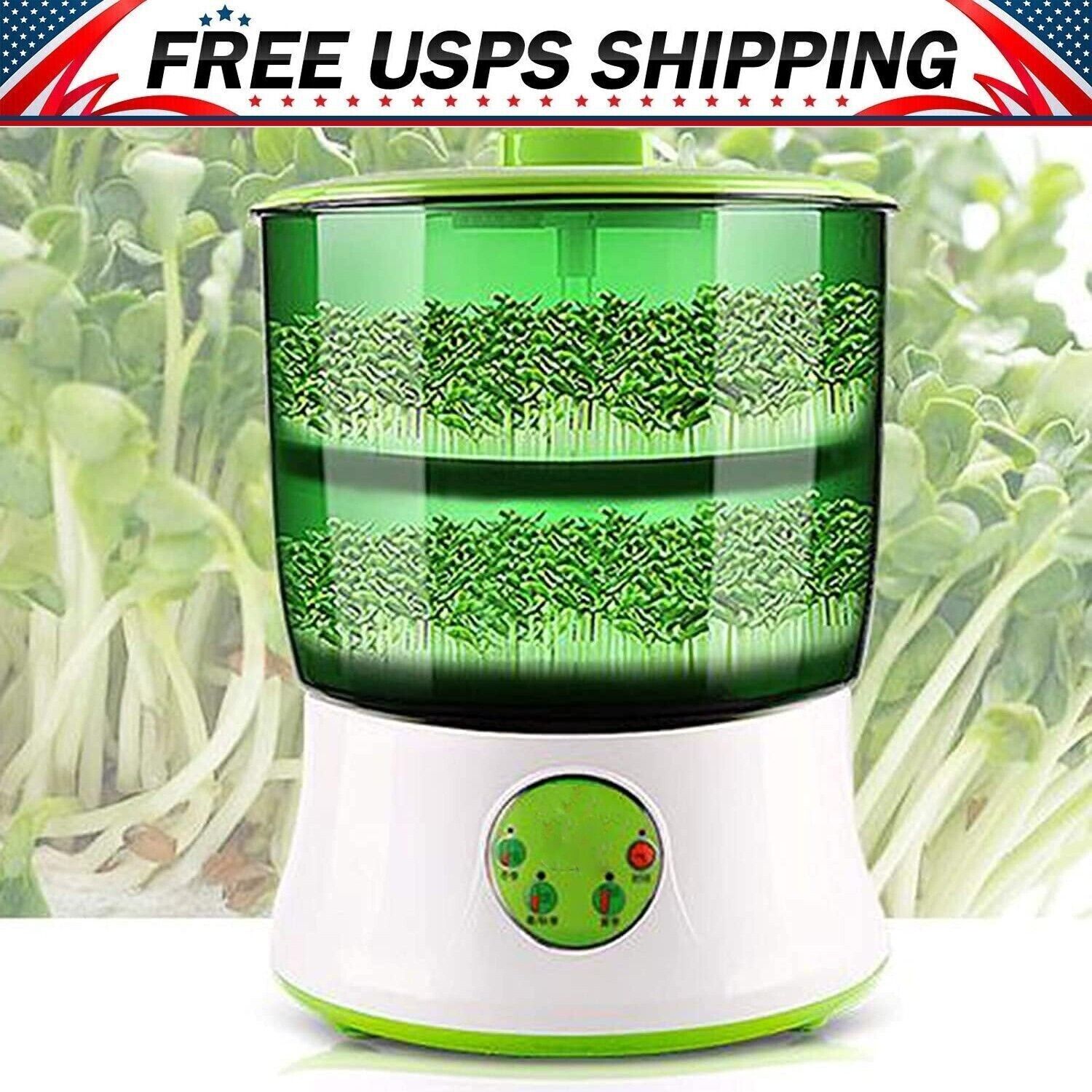 Intelligent Bean Sprouts Maker 2 Layer Automatic Vegetable Seed Growth Bucket