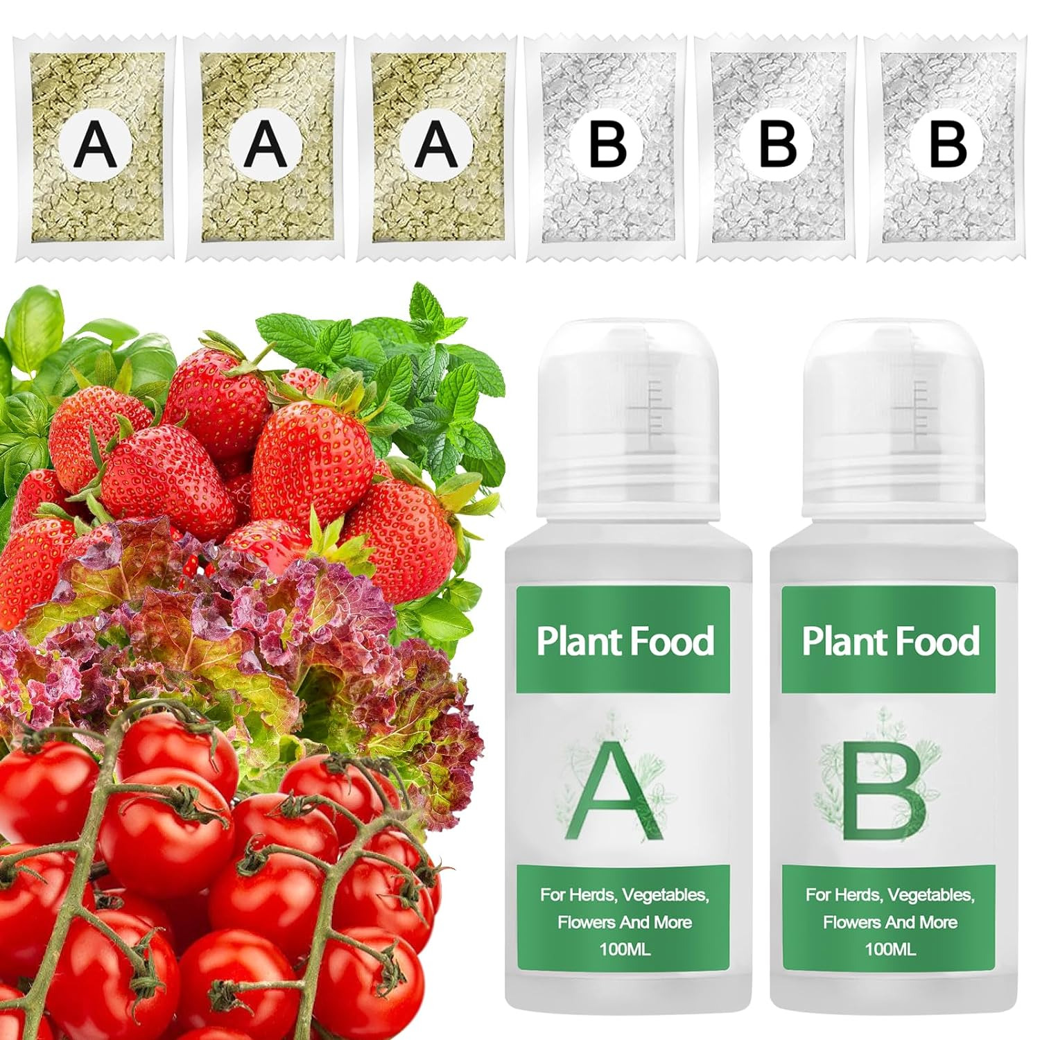 Hydroponic Nutrients (800Ml in Total) - Easy to Use a & B Plant Food for Aero...