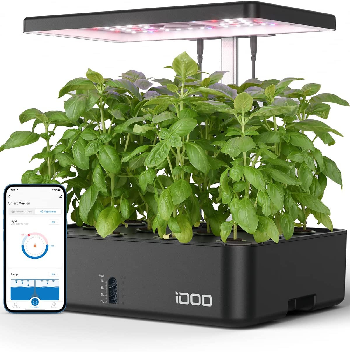 Idoo Wifi 12 Pods Hydroponics Growing System with APP Controlled, Indoor Garden 