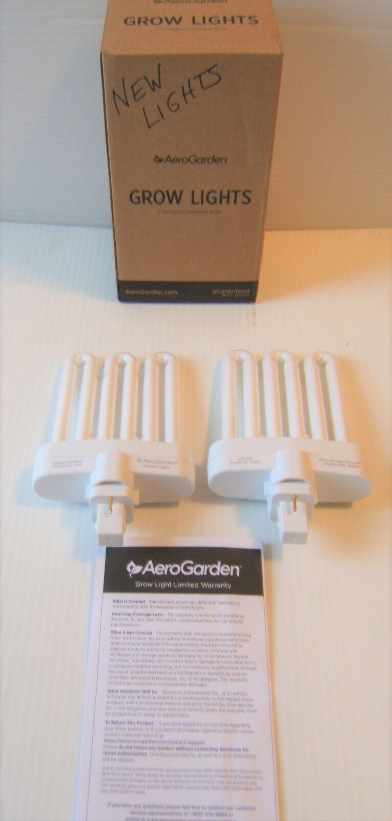 New 2 sets of AeroGarden Grow Lights compact fluorescent bulbs #100340