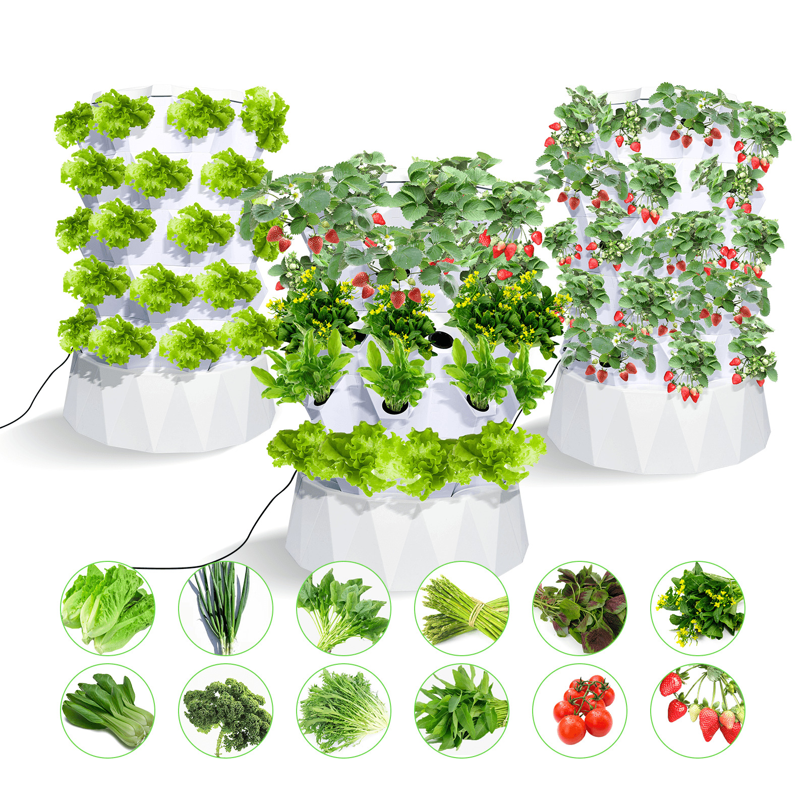 Vertical Hydroponic System Tower Garden Aeroponics Home Grow Kit 5 Layer 40Pots