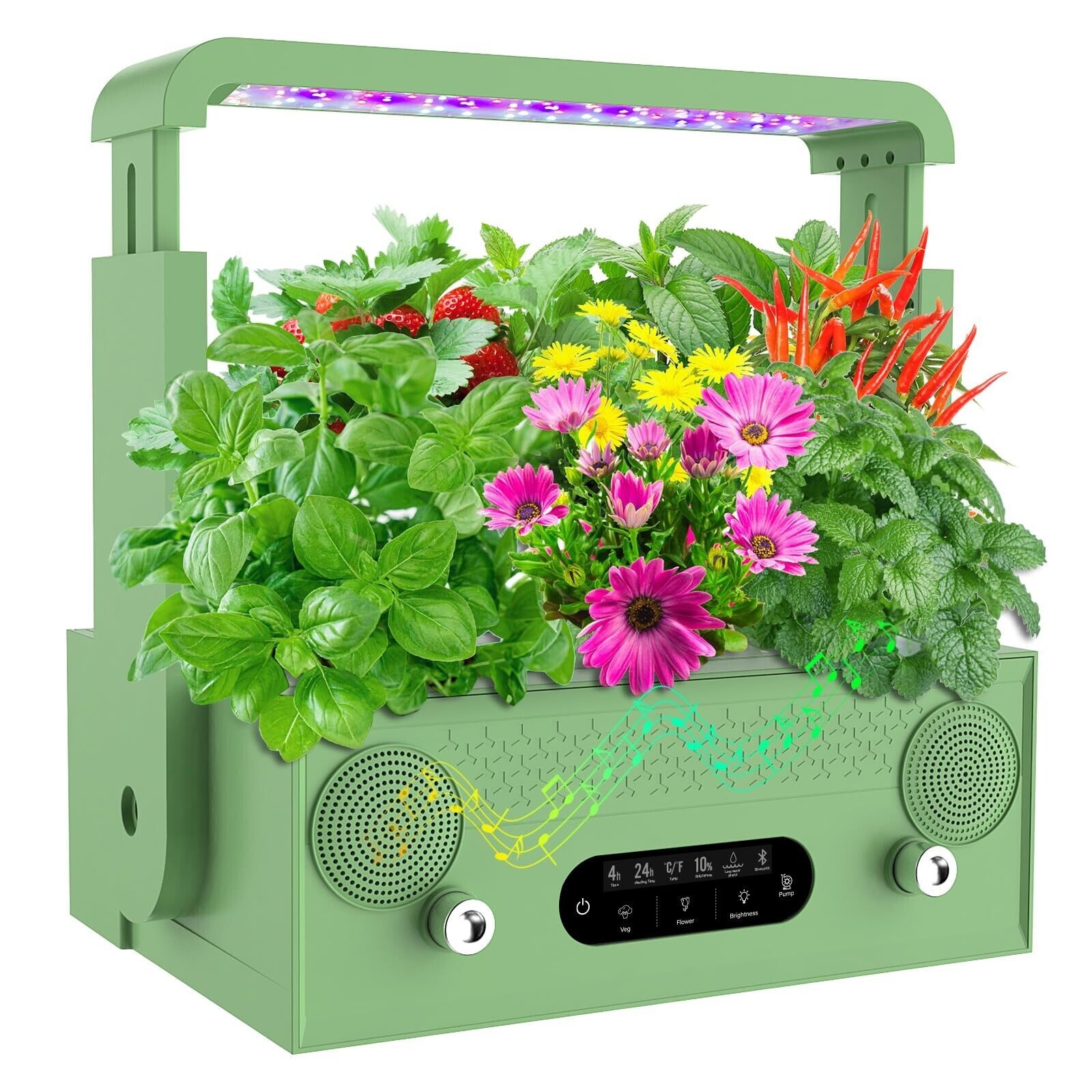 Hydroponics Growing System 7 Pods Kitchen Herb Garden Indoor Kit with Grow Li...