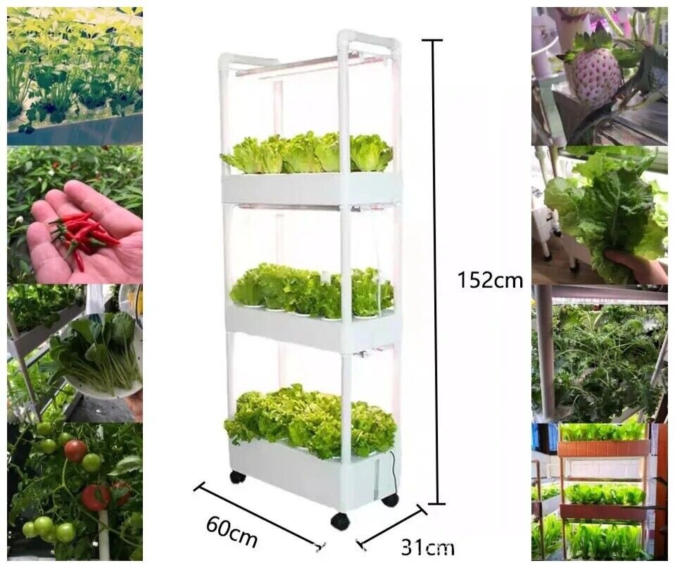 Home Garden Tower Indoor Hydroponic System Kit 3 Layers 42 Holes With 6 PCS of G