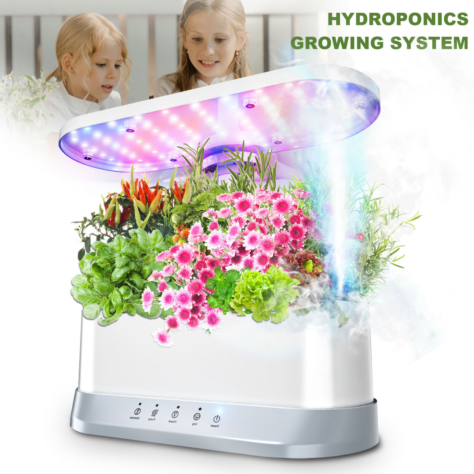11 Pods Hydroponics Growing System with LED Grow Light for Home Kitchen