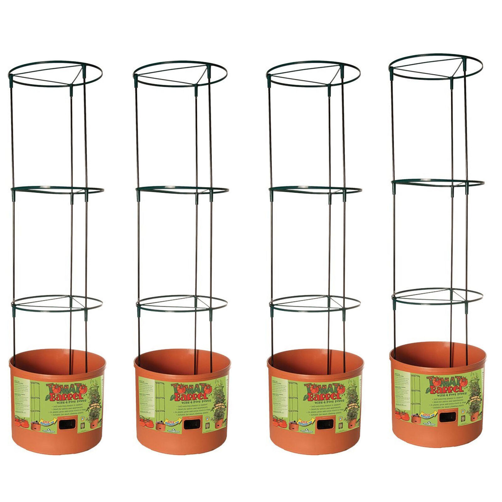 Hydrofarm GCTB Tomato Pot Garden Planting System with 4 Foot Trellis (4 Pack)