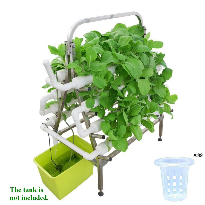 Double Side Ladder SS Holder Hydroponic 88 Sites Grow Kit Garden Growing System