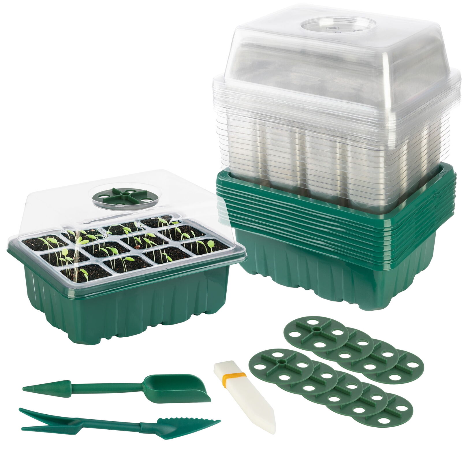 Home-Complete Seed Starter Tray 10-Pack - Plant Trays with Humidity Domes