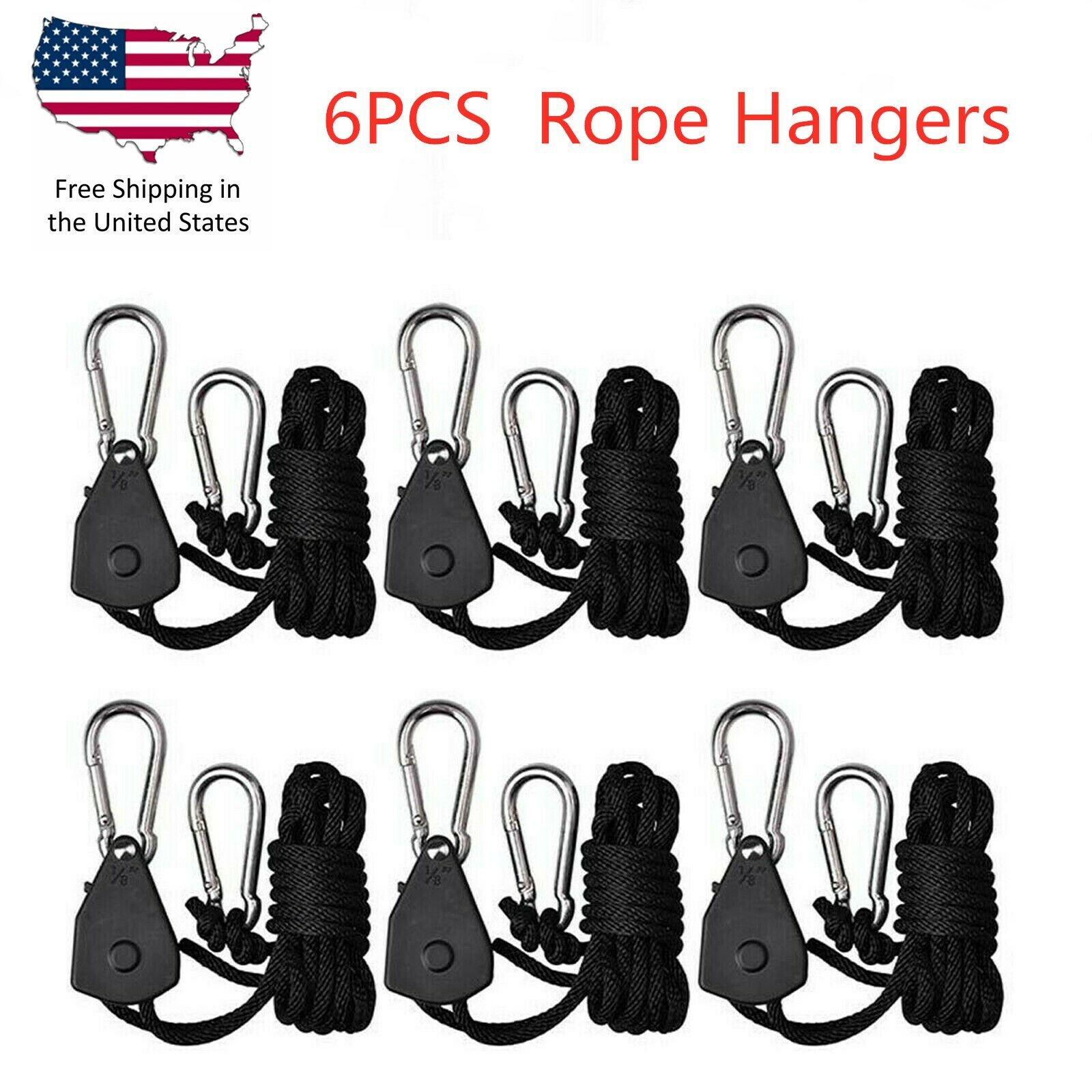 Rope Ratchet Hangers Lifters Reflector Long Heavy Duty Adjustable Rope Clip Hang