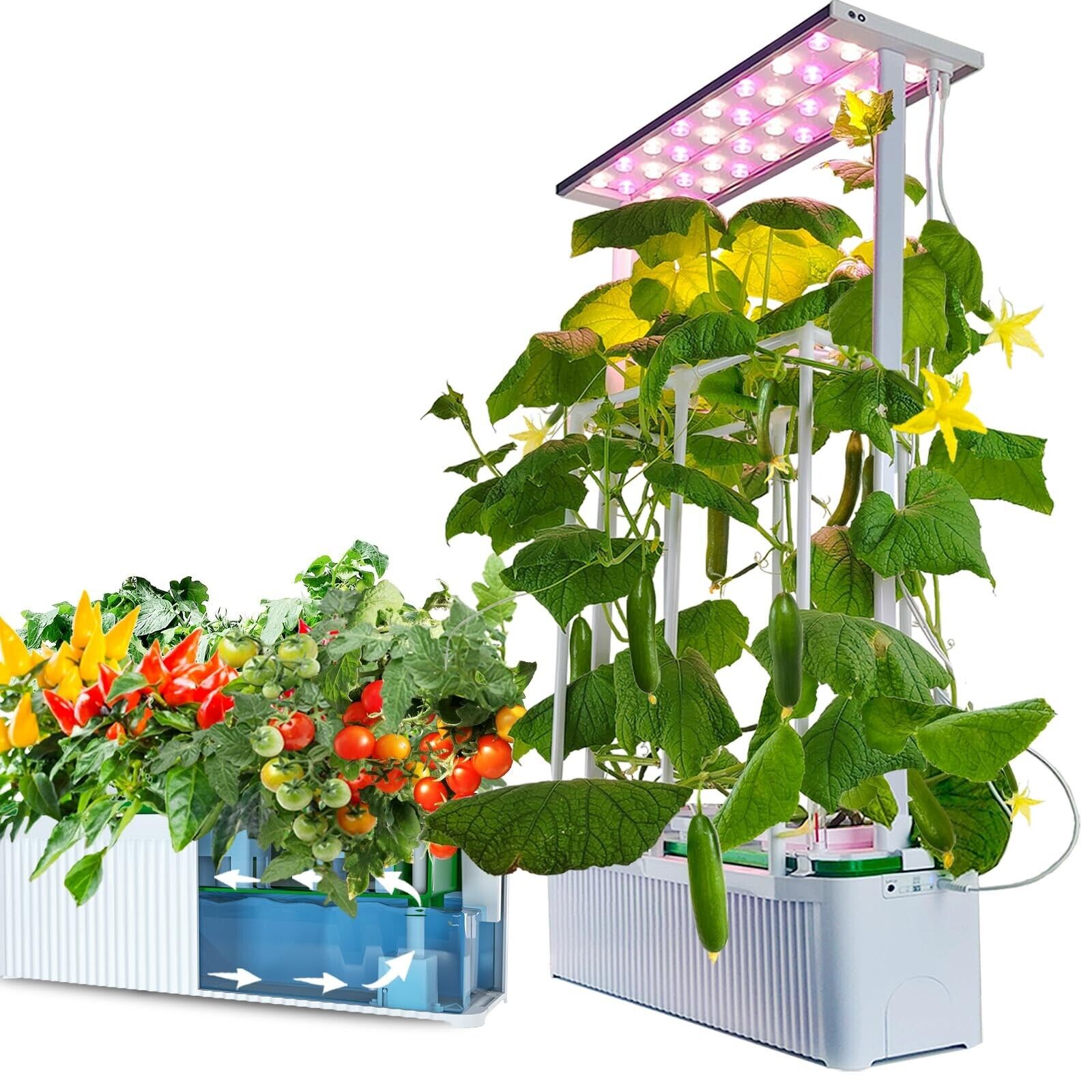 Hydroponic Growing System with Trellis,Indoor Hydroponic Garden Kit with LED ...