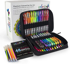 ColorIt Glitter Gel Pens For Adult Coloring Books 96 Pack - 48 Premium Quality G picture