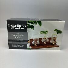 Better Homes & Gardens 4 pc Propagation Station 3 Glass Vases with Wood Stand picture
