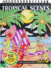 ColorIt Colorful Tropical Scenes Adult Coloring Book, 50 Sheets, 8.5x11