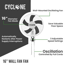 White 16 Inch 3 Speed Cooling Wall Mounted Fan Air Cooling picture