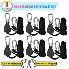 3 Pairs of Grow Light Rope Hanger Ratchet Reflector Hangers 150lb 1/8