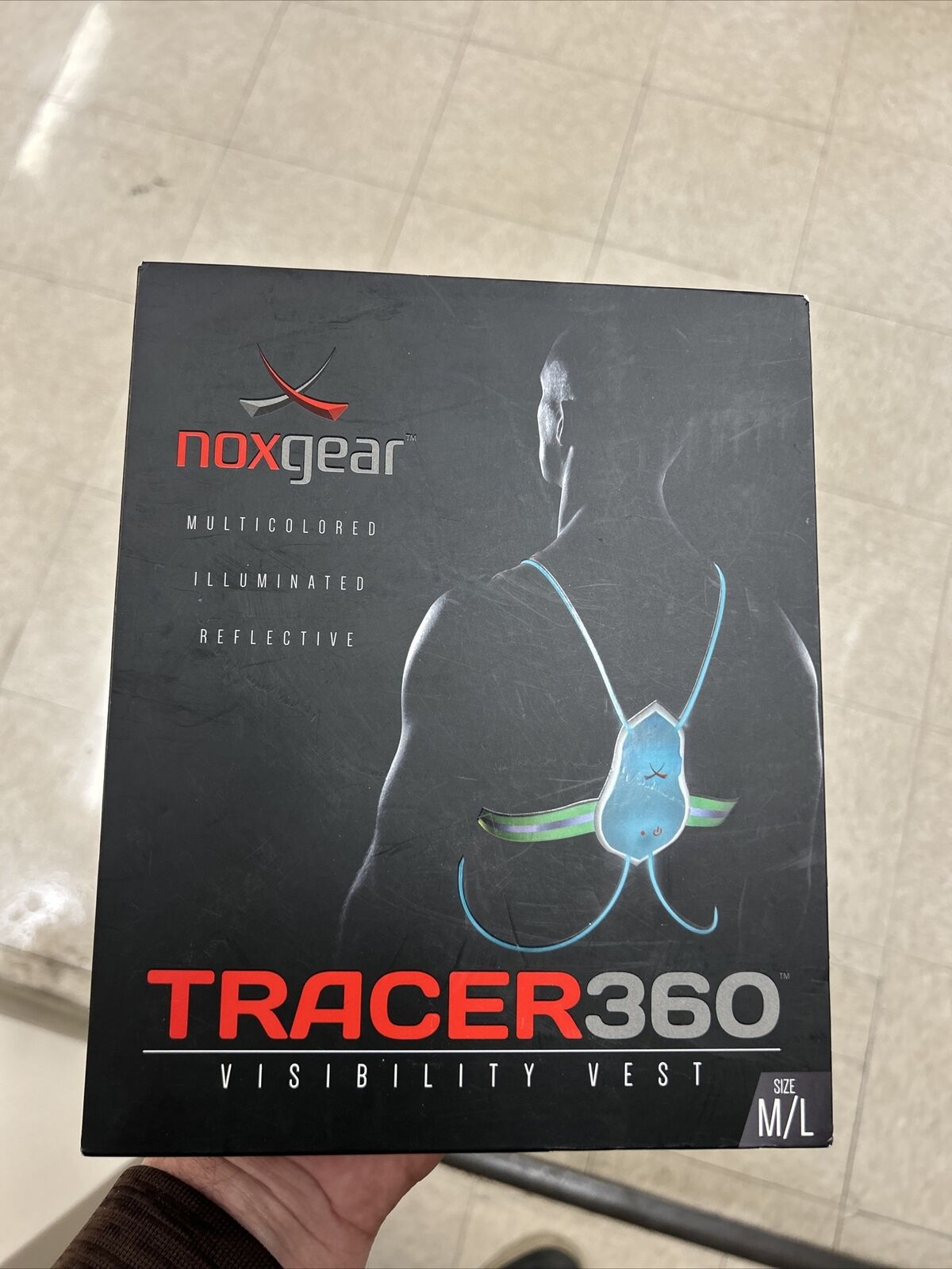 NEW Noxgear Tracer2 360 Visibility Multicolor Reflective LED Running Vest M/L