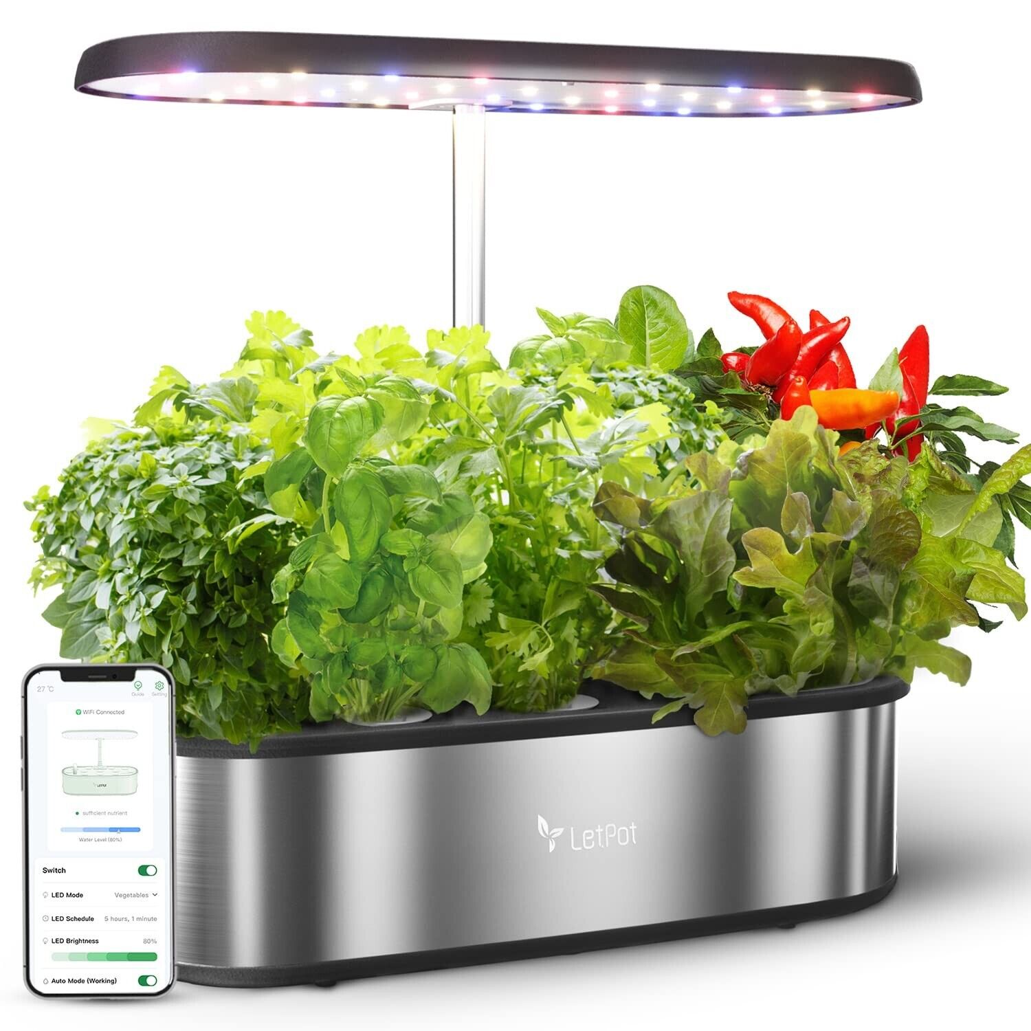 LetPot LPH-SE Hydroponics Growing System, 12 Pods Smart Herb Garden Kit Indoo...