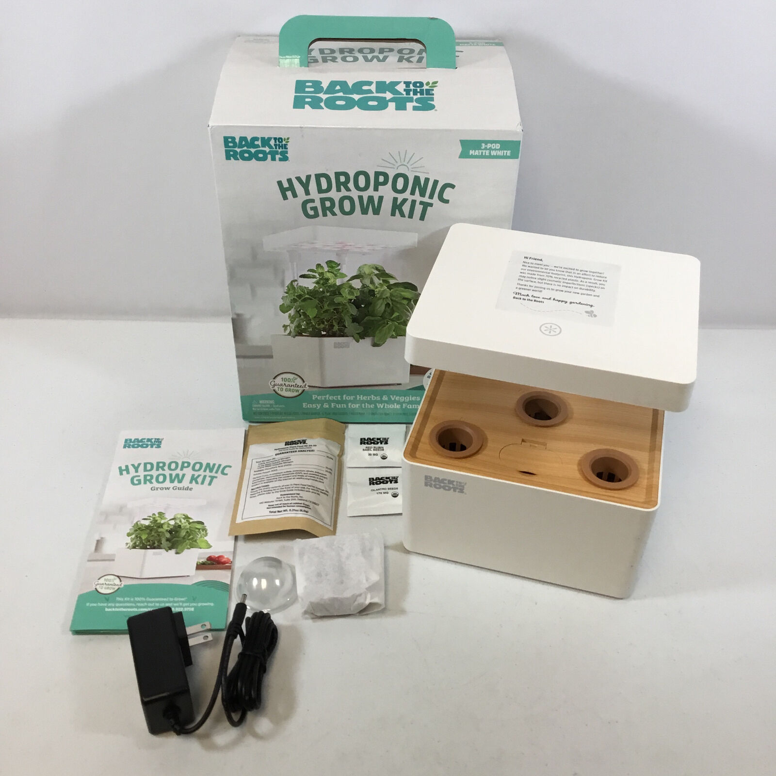 Back To The Roots White 3 Pod Grow Indoor Self Watering Hydroponic Grow Kit