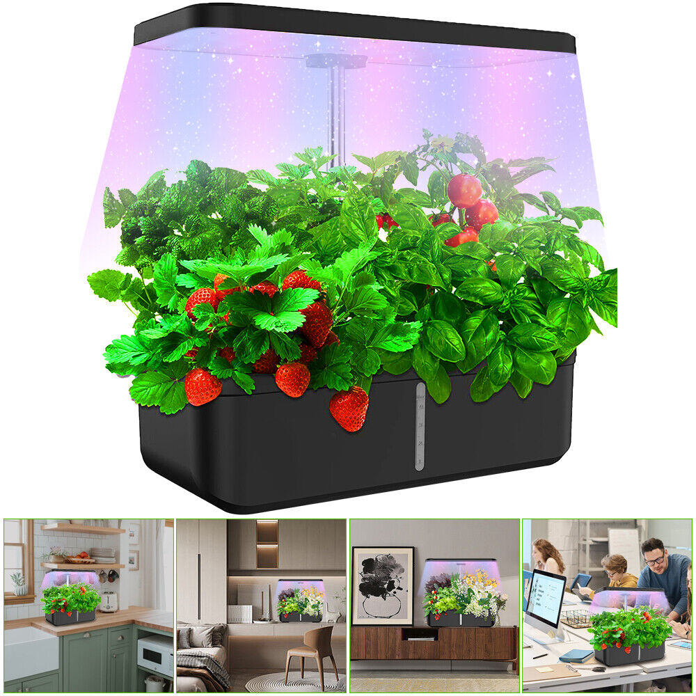 12 Pods Hydroponics Growing System Indoor Quiet Water Pump Automatic Timer