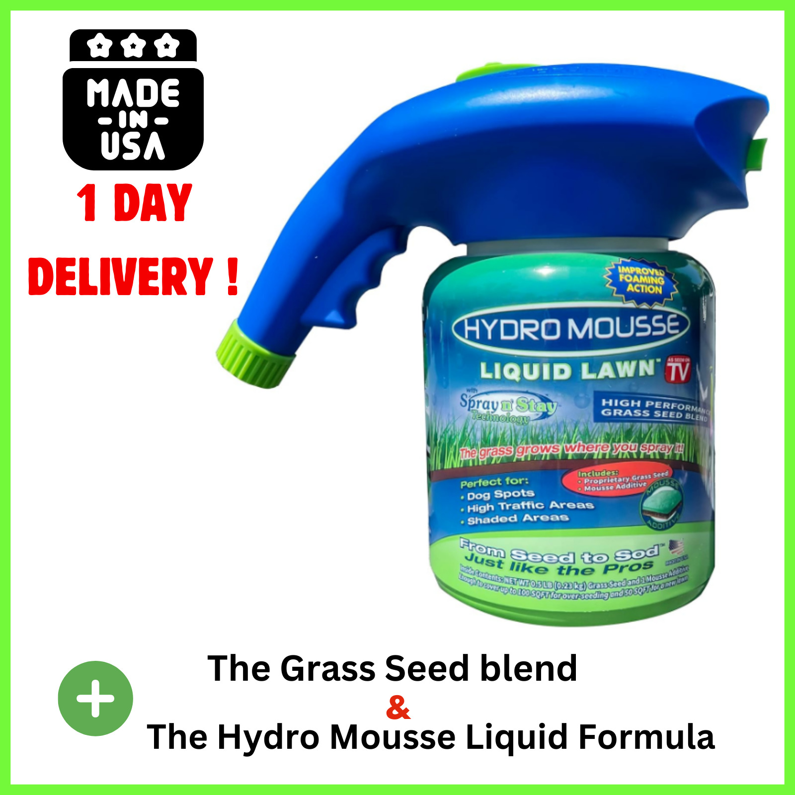 Hydro Mousse Liquid Lawn HouseHold Seeding System Spray Seed Care Grass To Shoot