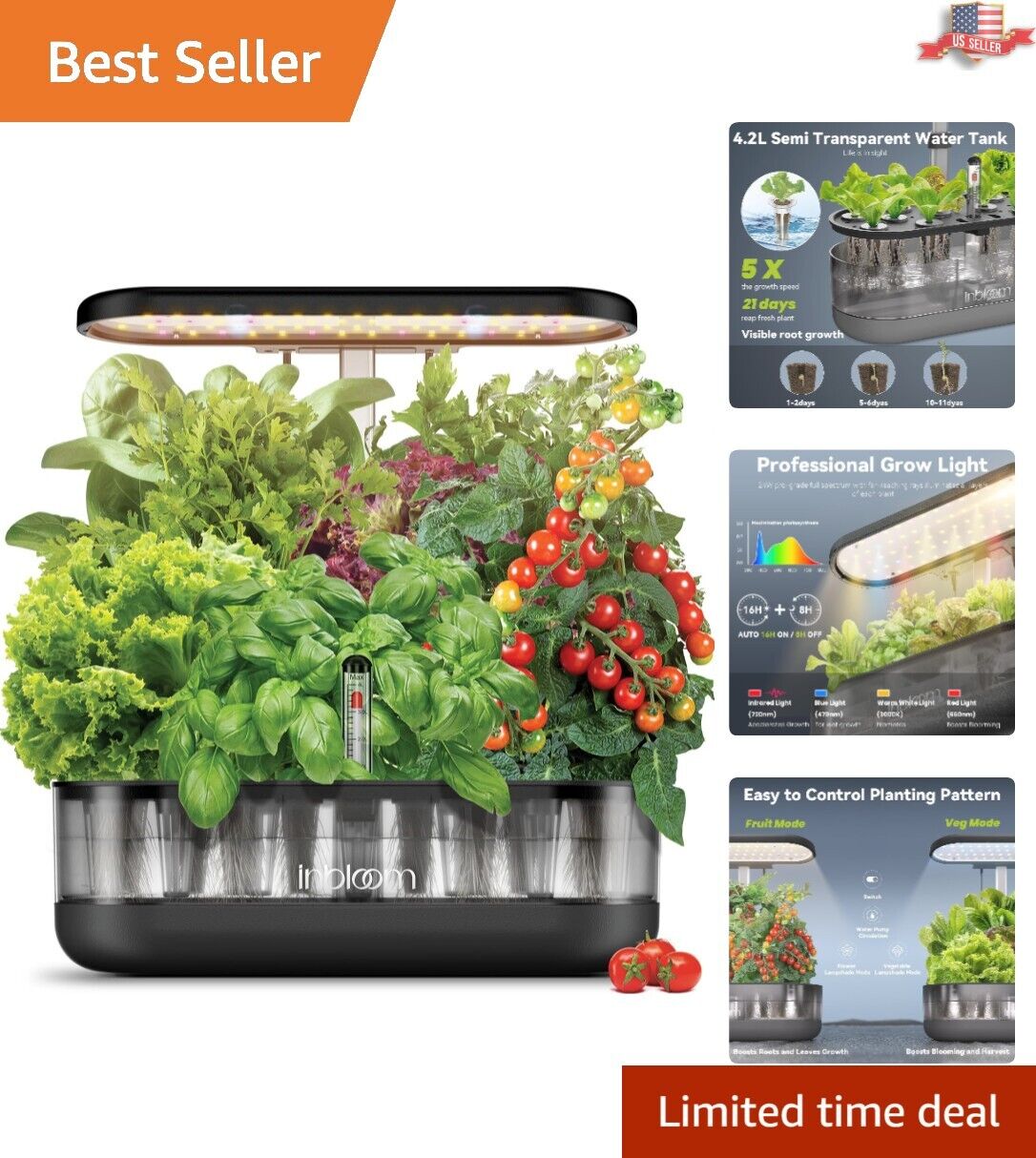 Modern Indoor Gardening Hydroponics Kit: 12-Plant System, Water Level Indicator