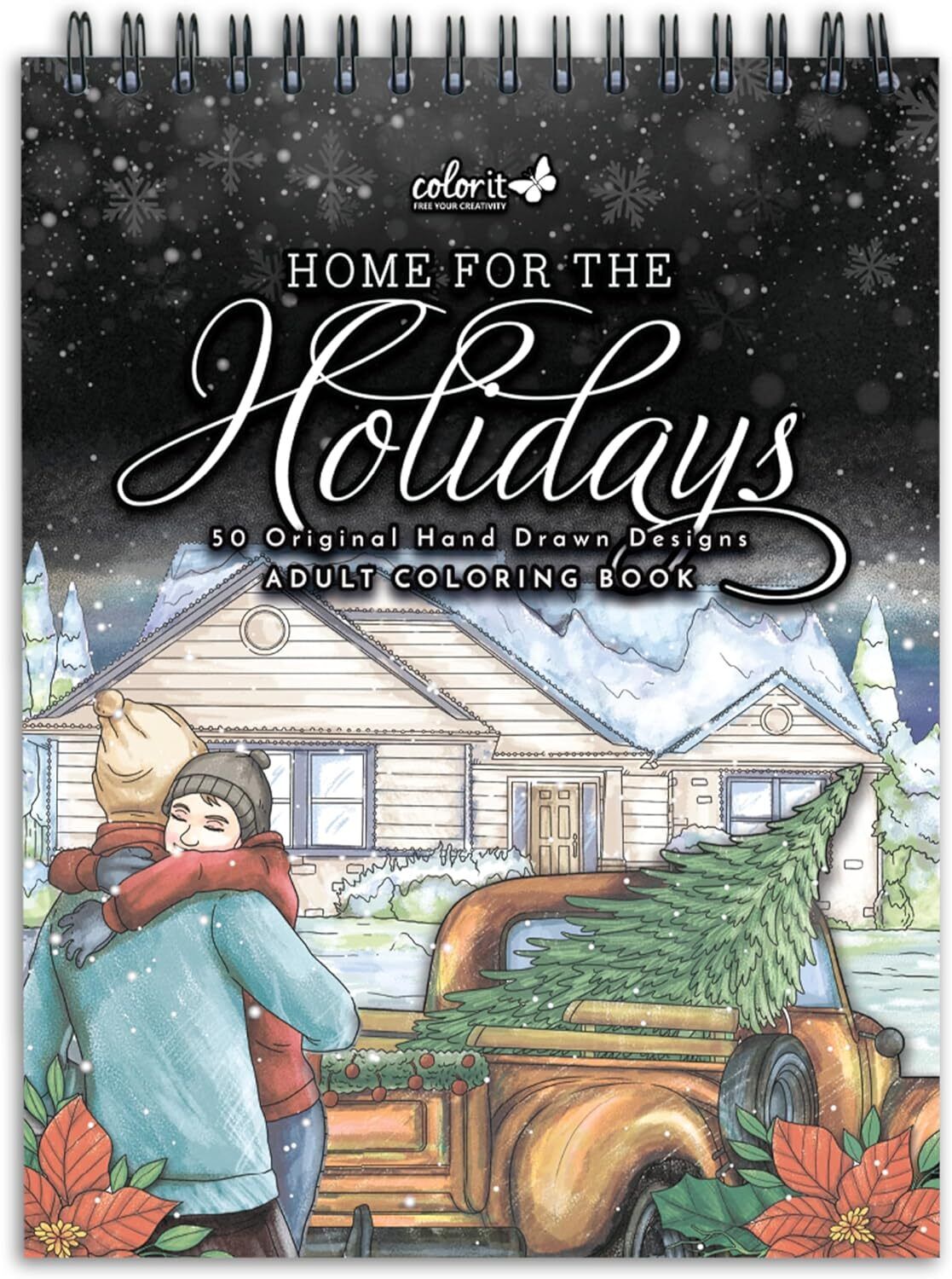 ColorIt Home for The Holidays Christmas Coloring Book for Adults, 50 Sheets