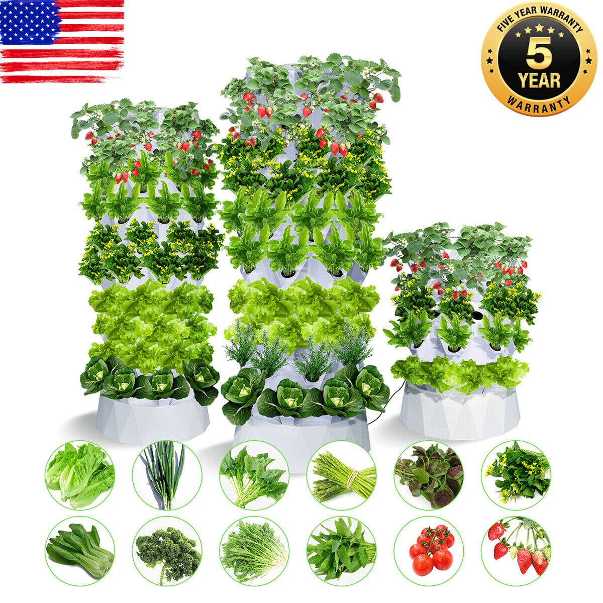 80 Pot Vertical Hydroponics Tower Systems Set Hydroponic Complete Growing Kit US